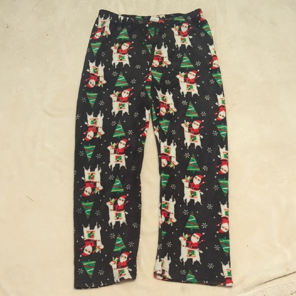 Amazon Festive Christmas Pajama pants woman's size XL Santa Reindeer Print